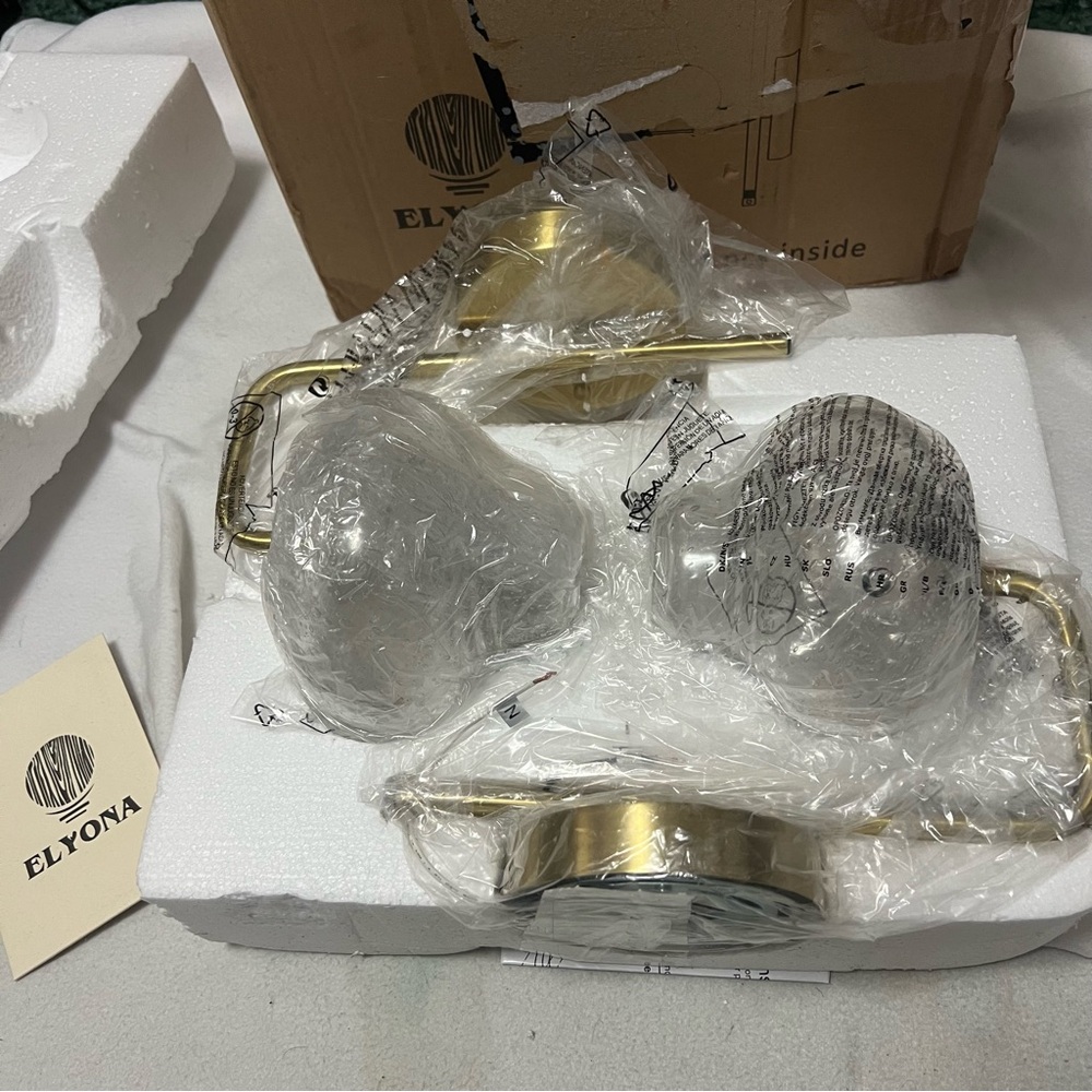 elyona 2 pack gold bubble glass wall sconces mid century - Picture 6 of 10